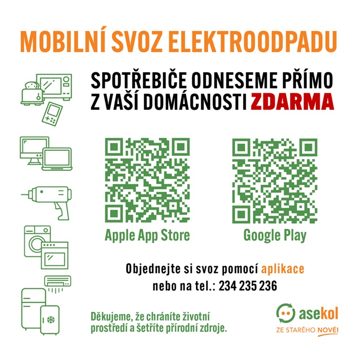 Mobilní svoz elektroodpadu z domácností zdarma