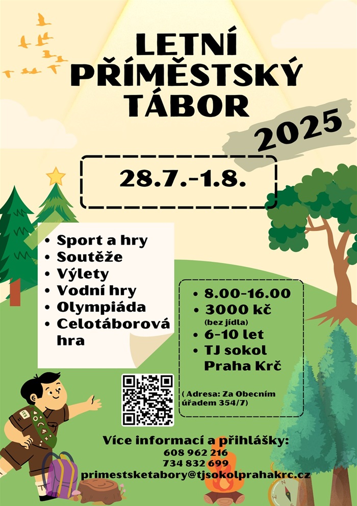 Pozvánka na letní příměstský tábor v Sokole v Krči