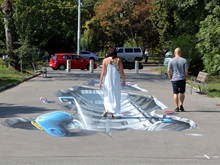 3D streetartová malba v Podolí je inspirována blízkou Podolskou vodárnou.