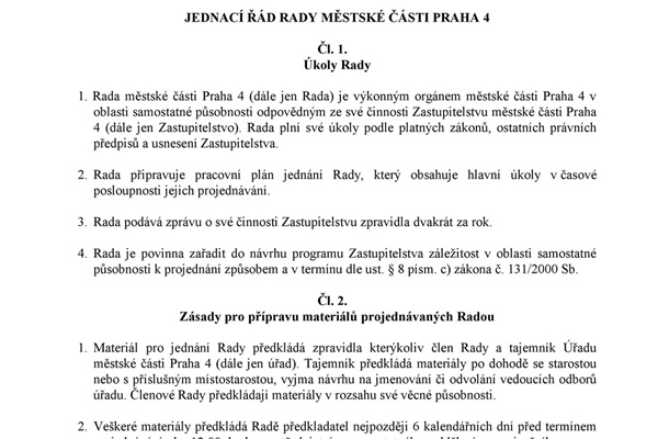 Jednací řád Rady městské části Praha 4 - od 28.6.2023