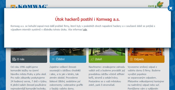 Útok hackerů postihl i Komwag a.s.