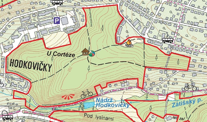 Mapka - kácení - U Cortéze v lesoparku Hodkovičky