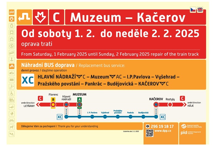 O víkendu nepojedou vlaky metra mezi stanicemi Muzeum a Kačerov