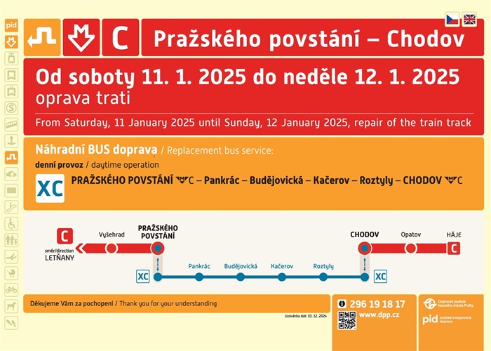 Výluka mezi stanicemi Pražského povstání a Chodov