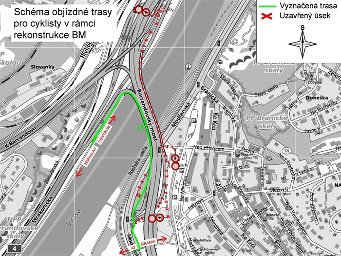 Barrandovský most - rekonstrukce 2024 - mapky a schemata