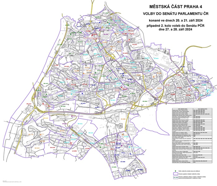 Přehled okrsků - mapa