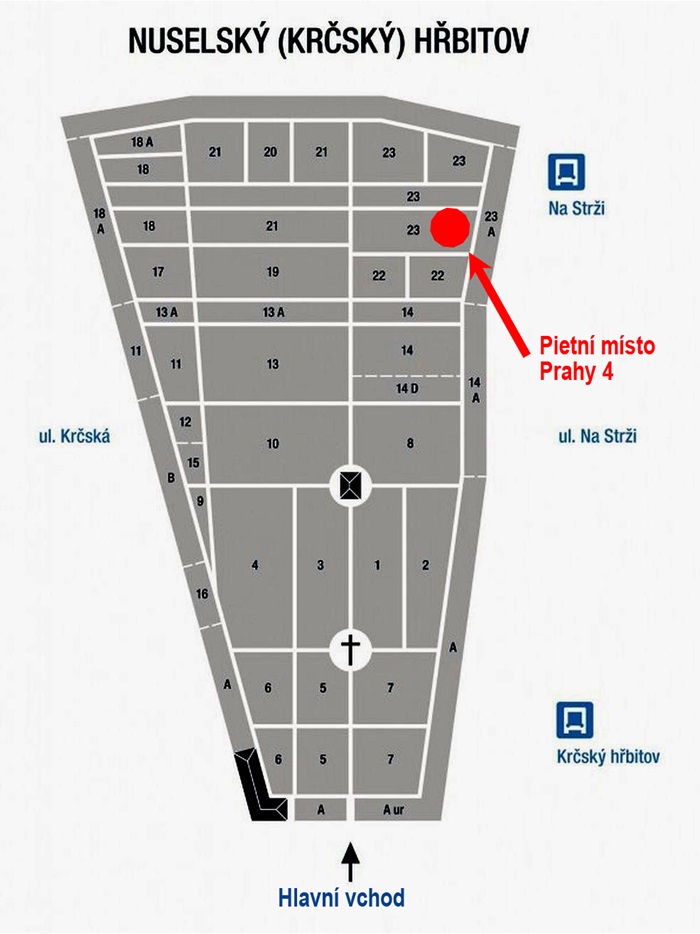 Sociální pohřby - ukládání do hrobky městské části Praha 4