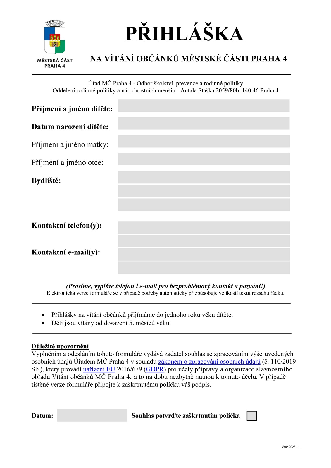 Vítání občánků - formulář 2025 01 20 - V0 Vítání občánků - formulář 2025 01 20 - V0